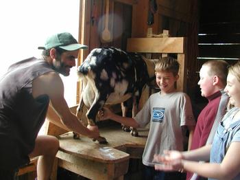 Milking with 5th graders
