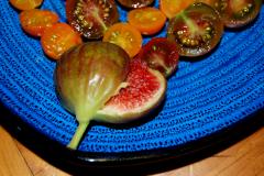 cherry tomato and cut fig from hoophouse